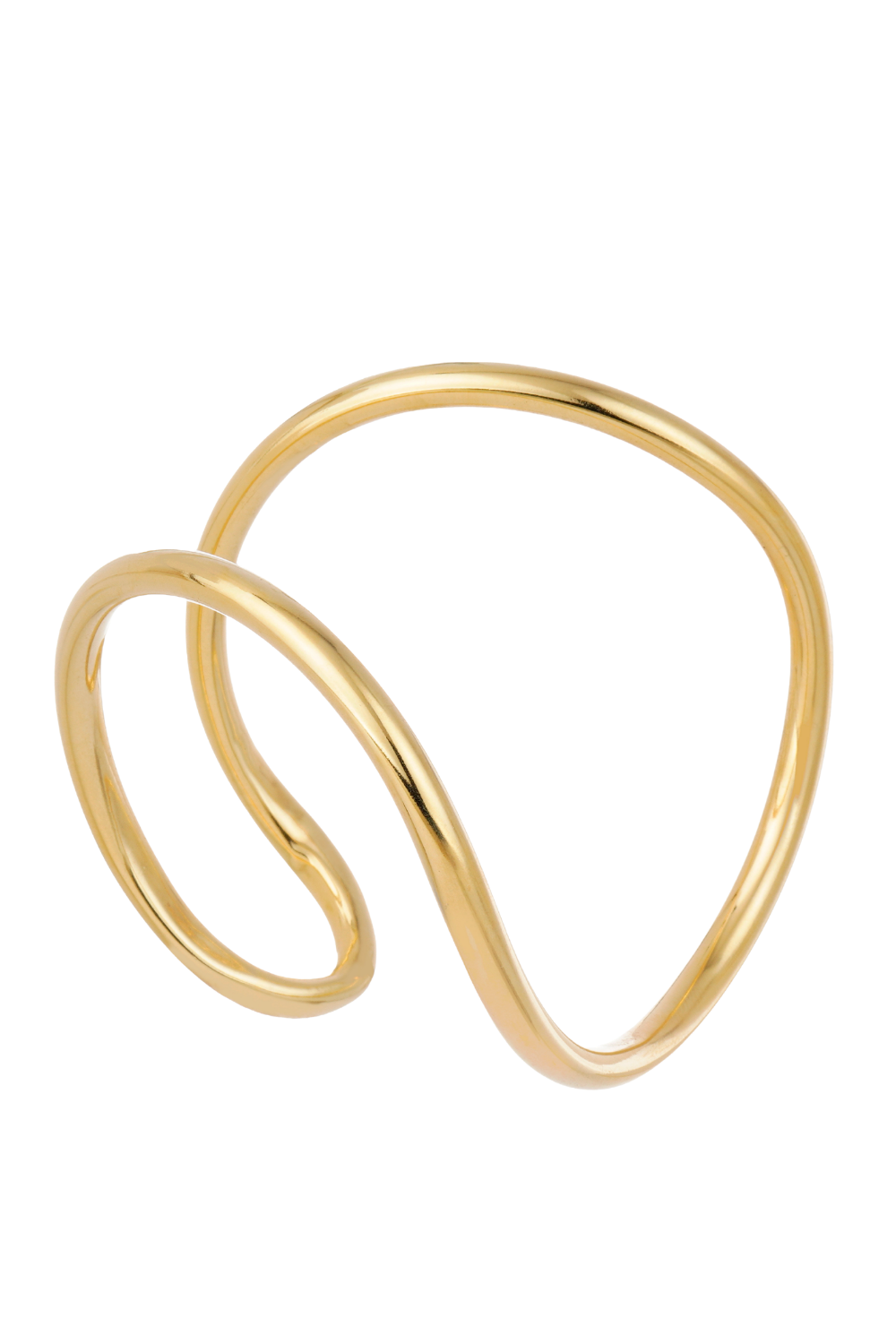 Bracelete Orgânico Dourado com Design Escultural e Linha Contínua