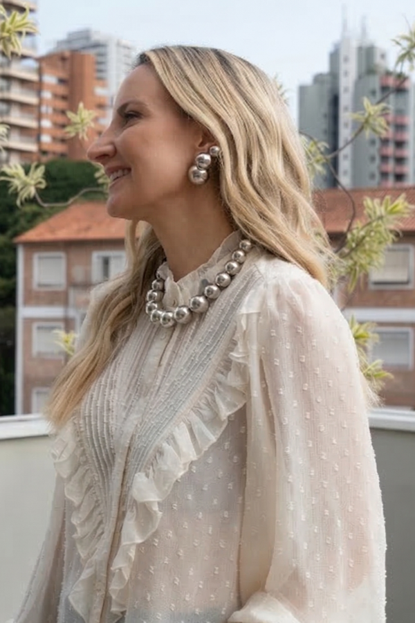 COLAR ESFERAS PRATEADO