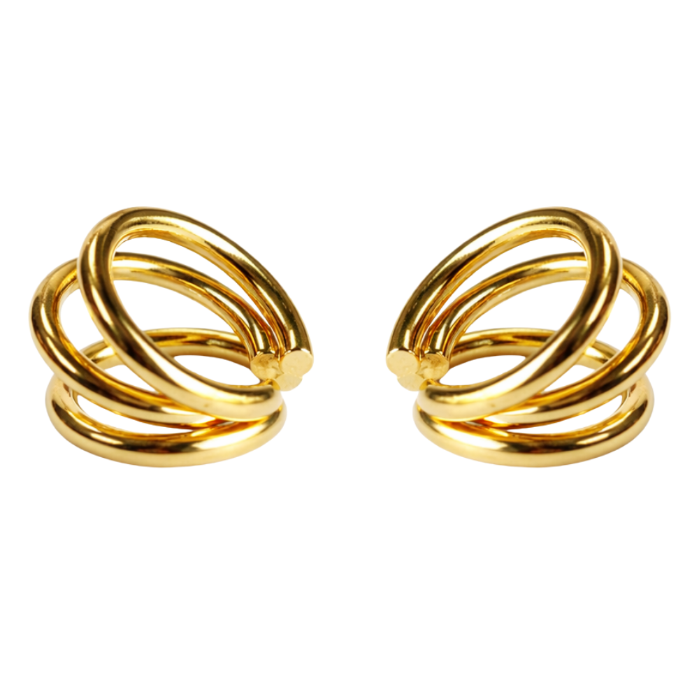 Kit Ear Cuff Aros em Banho Dourado – Volume Leve e Fluido