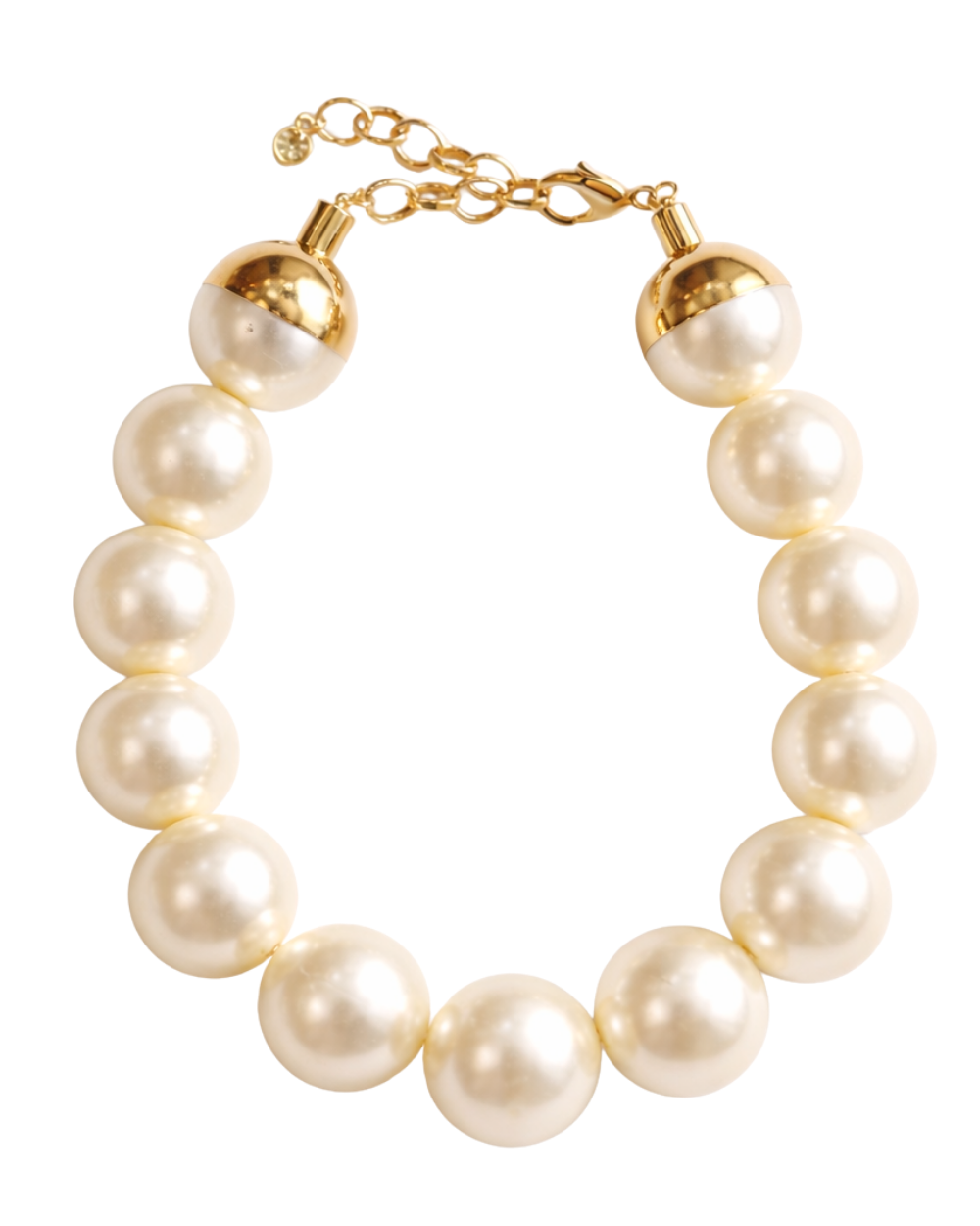 Colar de Pérolas Grandes Dourado com Volume Estruturado