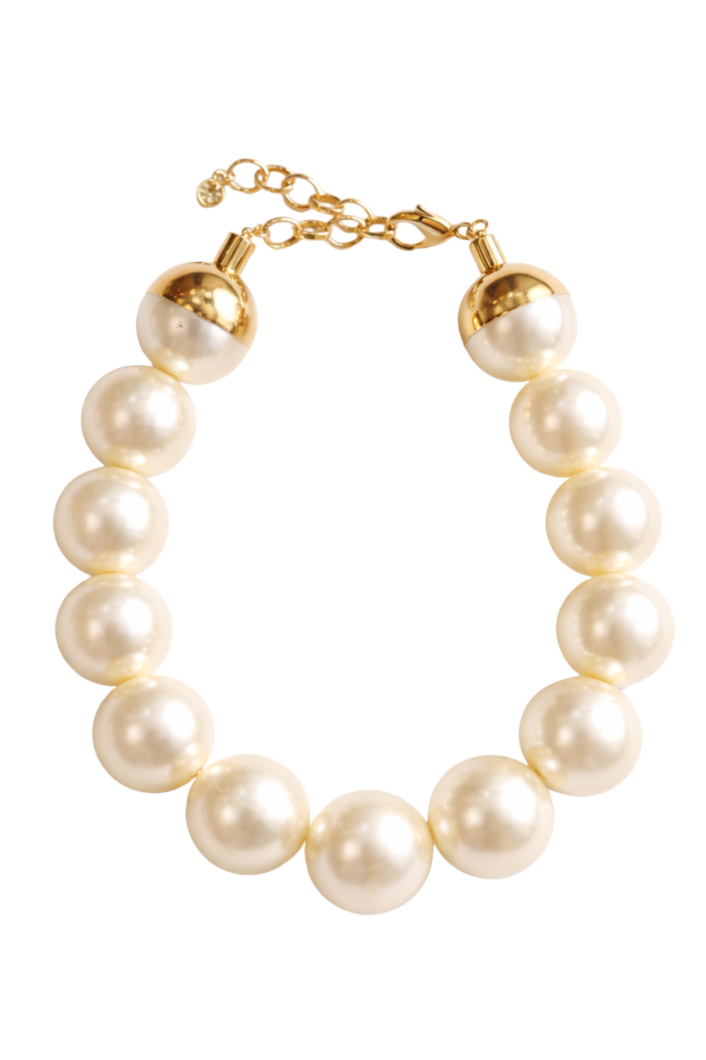 Colar de Pérolas Grandes Dourado com Volume Estruturado
