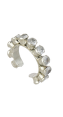 Ear Cuff Prateado com Zircônias Redondas e Encaixe Sem Furo