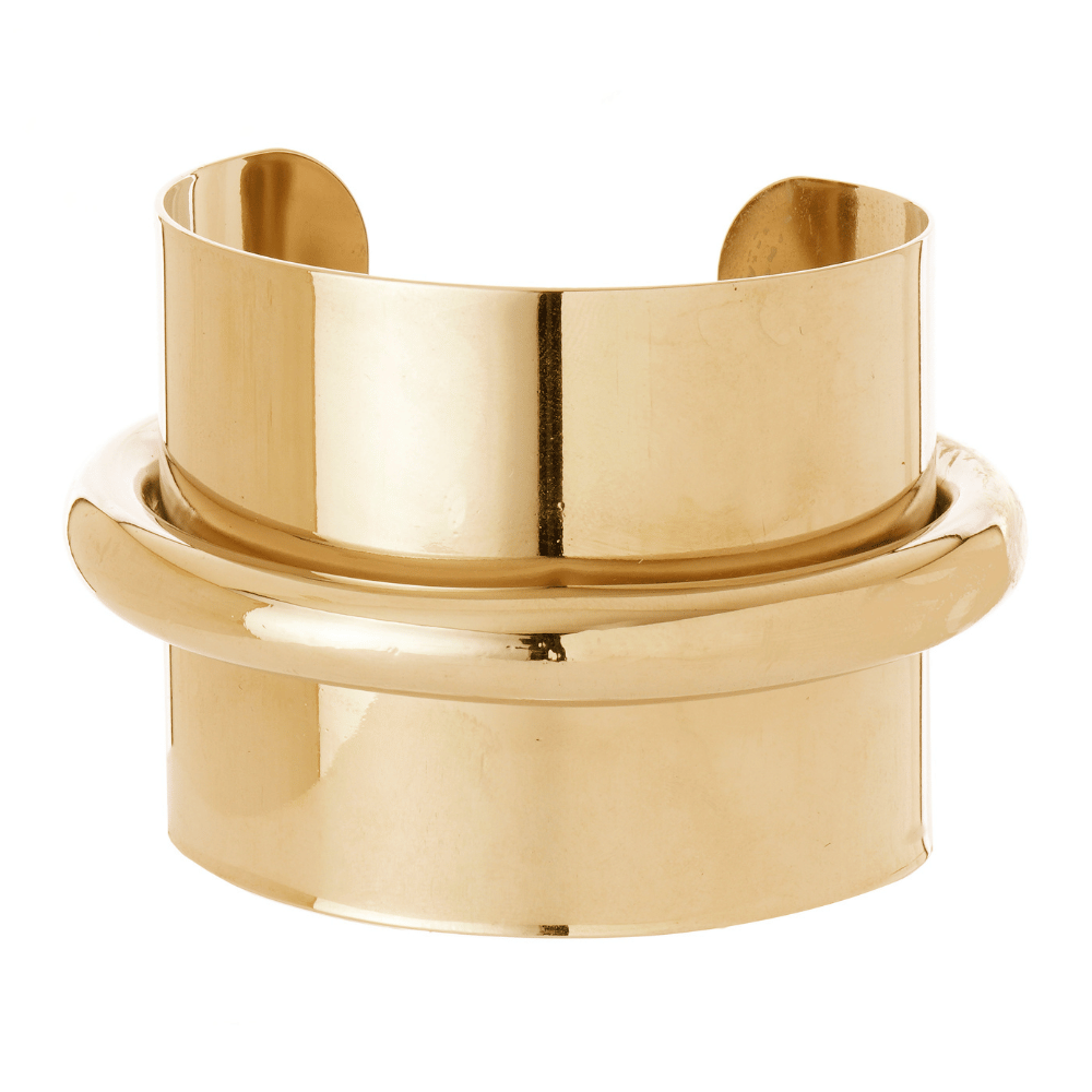 Bracelete Tubo Dourado com Design Minimalista e Estrutura Marcante