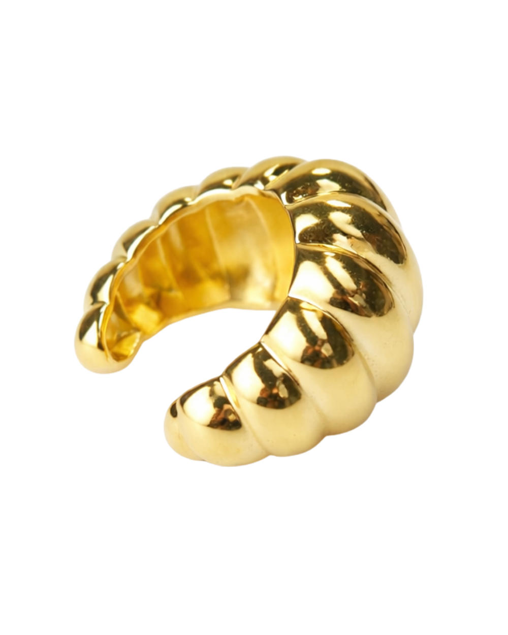 Ear Cuff Ondas em Banho Dourado – Volume e Movimento