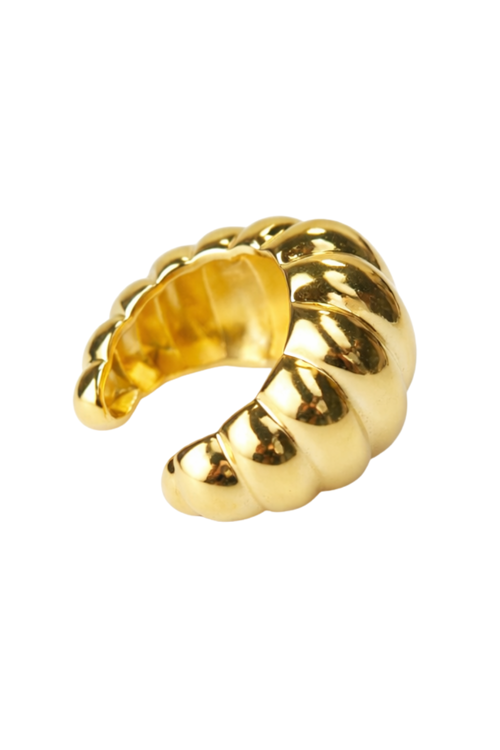 Ear Cuff Ondas em Banho Dourado – Volume e Movimento