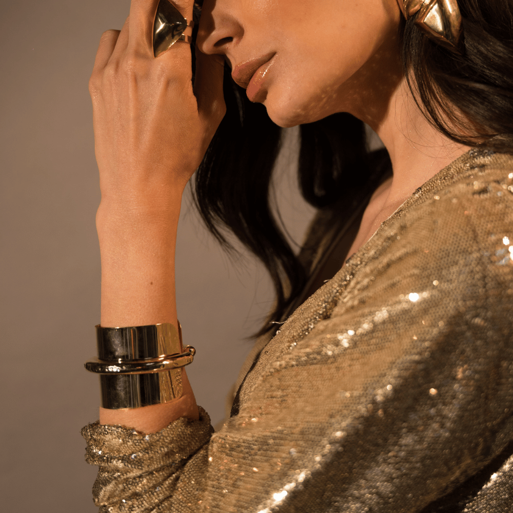 BRACELETE TUBO METALLO DOURADO