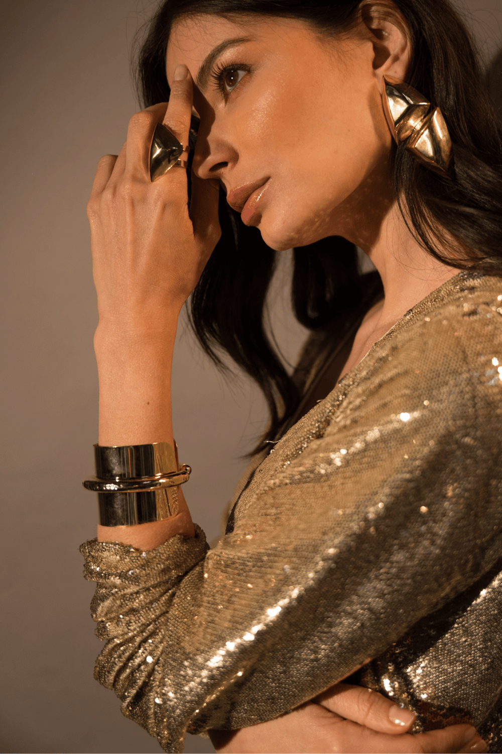 BRACELETE TUBO METALLO DOURADO