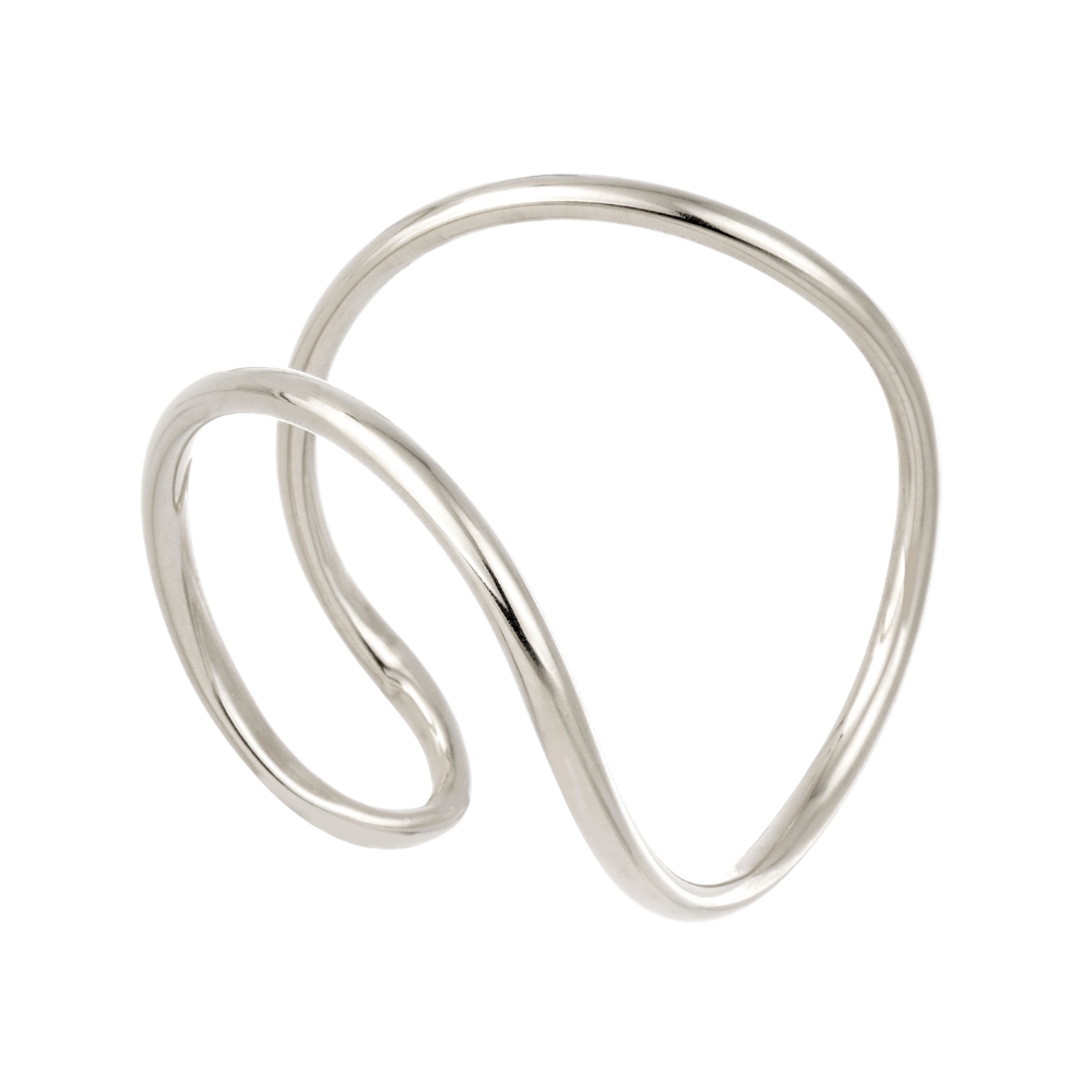Bracelete Orgânico Prateado com Design Escultural e Linha Contínua