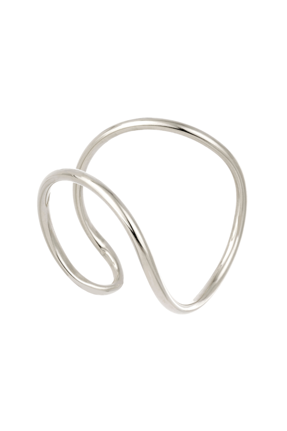 Bracelete Orgânico Prateado com Design Escultural e Linha Contínua