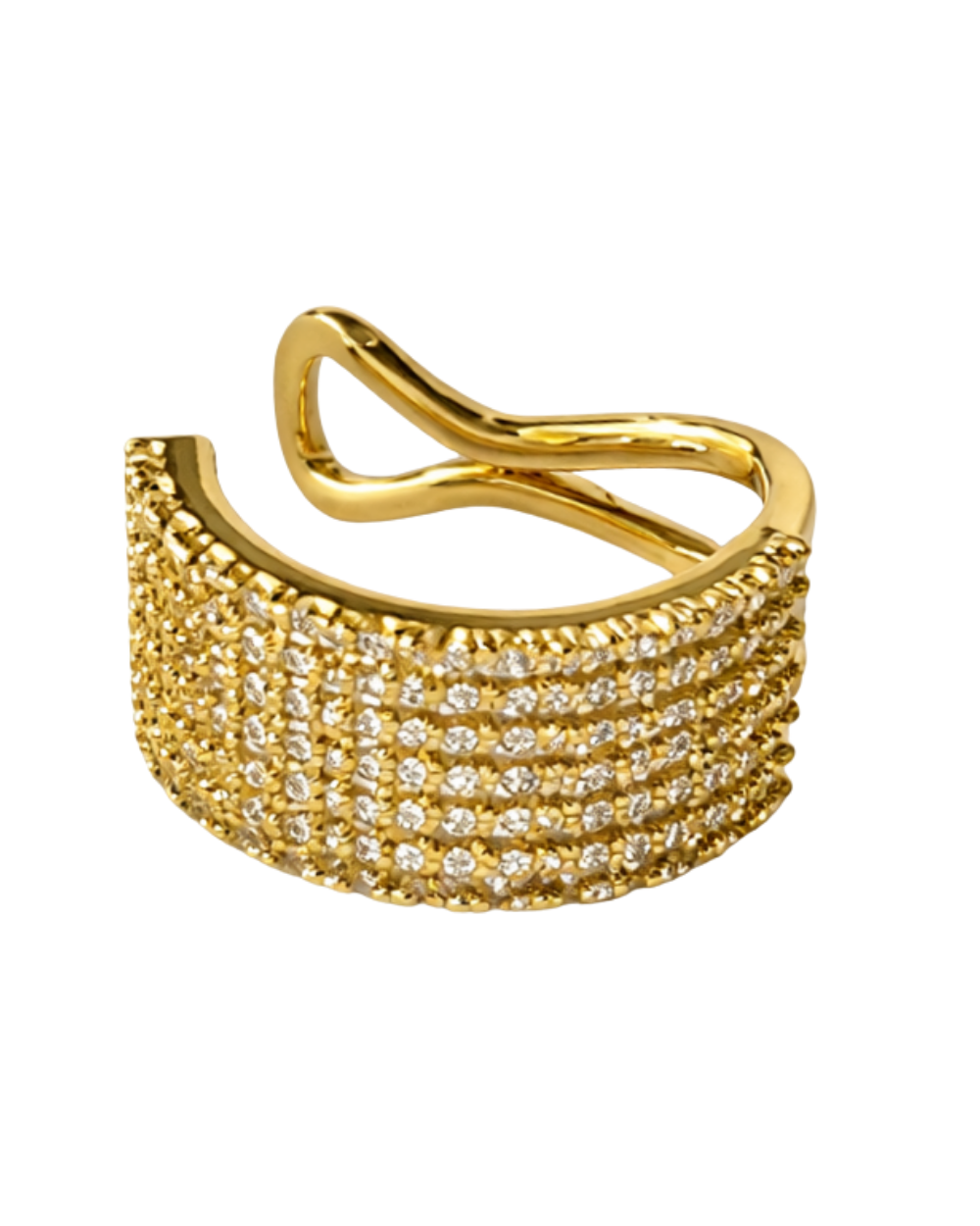 Ear Cuff Dourado com Zircônias Pavê e Encaixe Sem Furo