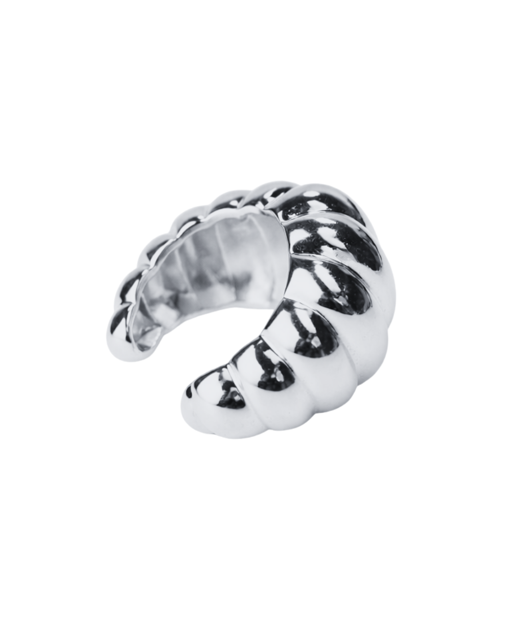 Ear Cuff Ondas em Banho Prateado – Movimento e Precisão