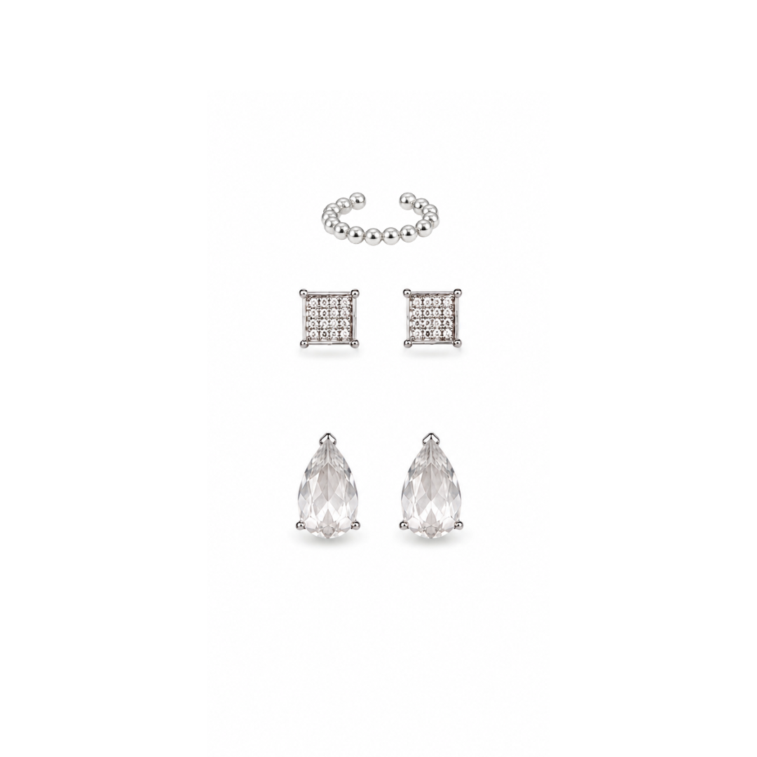 Kit de Brincos e Ear Cuff Shine