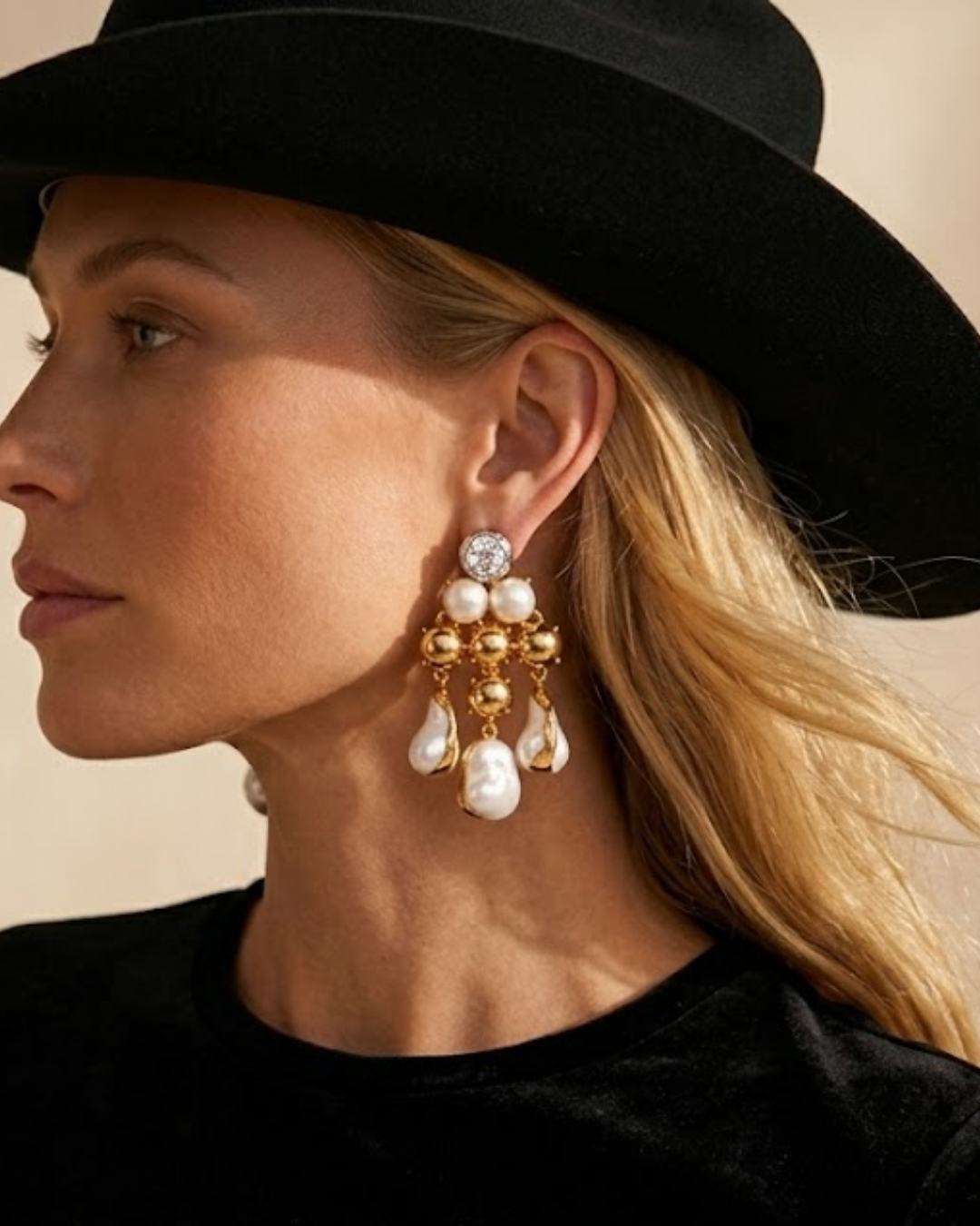 Maxi Brinco com Pérolas Orgânicas e Zircônia | Western Glam