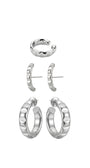 Kit de Argolas Prateadas com Ear Cuff | Trio Texturizado