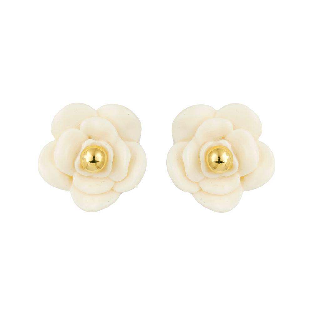 Brinco Flor Resina Essenza Dourado
