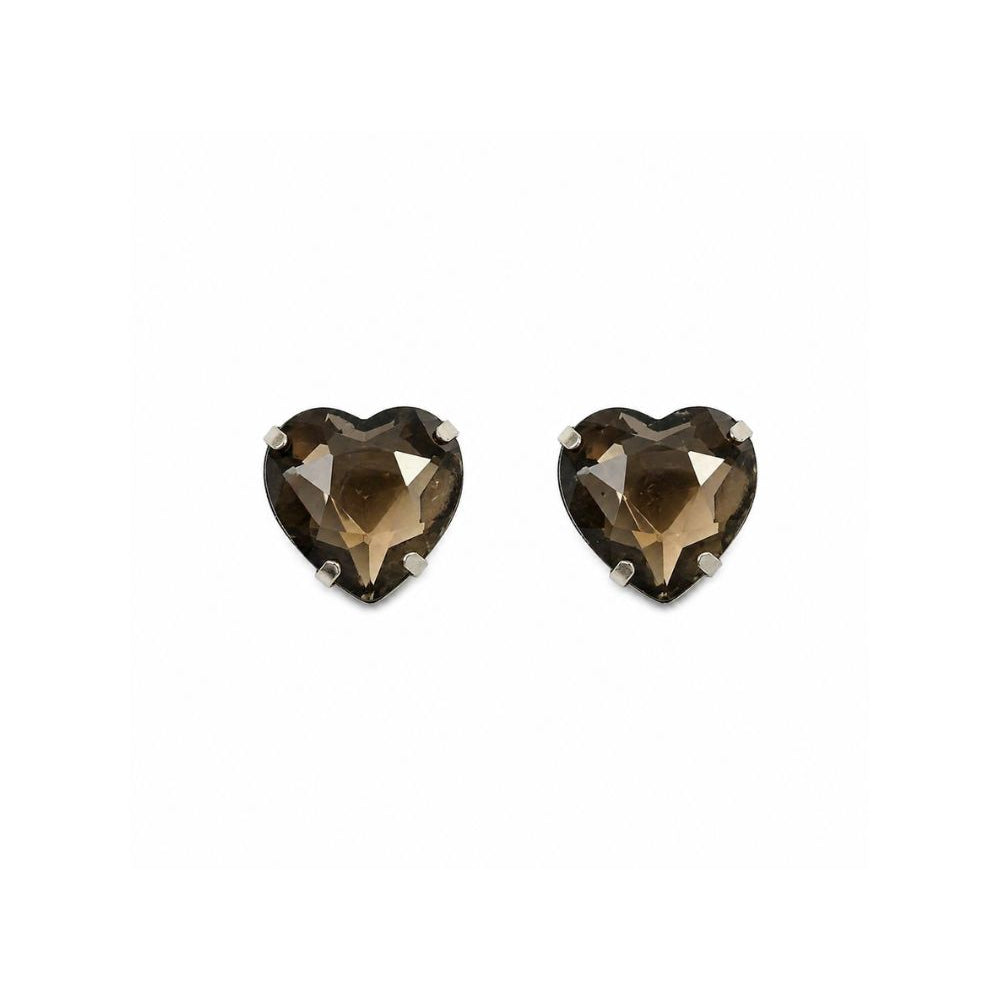Brinco Pequeno de Coração Black Diamond com Pedra Lapidada e Banho Prateado