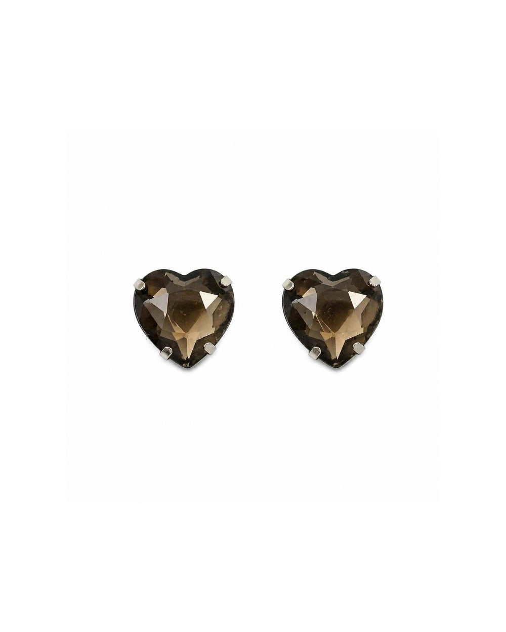 Brinco Pequeno de Coração Black Diamond com Pedra Lapidada e Banho Prateado
