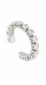 Ear Cuff Prateado com Zircônias Redondas e Encaixe Sem Furo