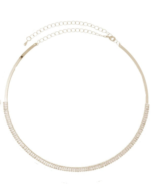 CHOKER ZIRCÔNIA CRISTAL PRATEADO