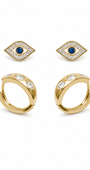 Kit de Brincos Olho Grego com Argola Cravejada Dourado – Mix Pronto