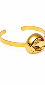 Bracelete Martelado Dourado com Meia Esfera – Design Minimalista e Textura Artesanal