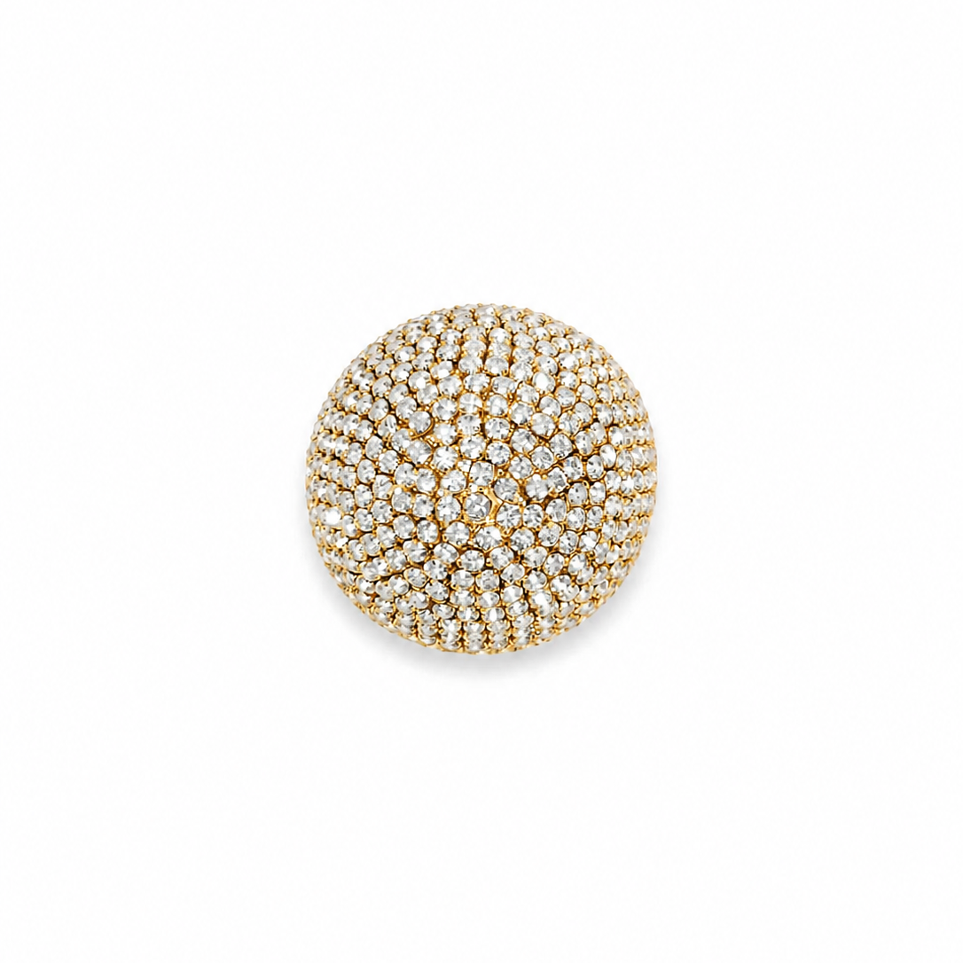 Broche Shine Dourado Cravejado em Strass