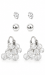 Kit de Brincos Aura Cristal Prateado