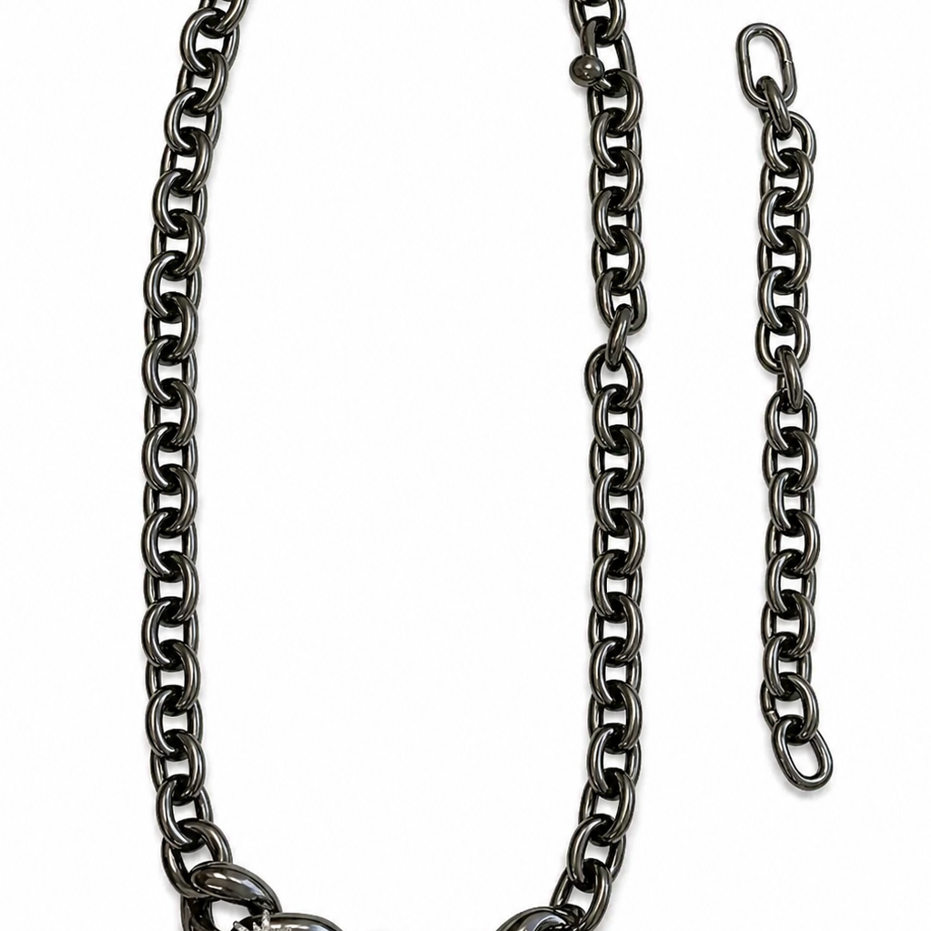 Colar 2 em 1 Grafite com Estrelas Cravejadas em Strass Black Diamond