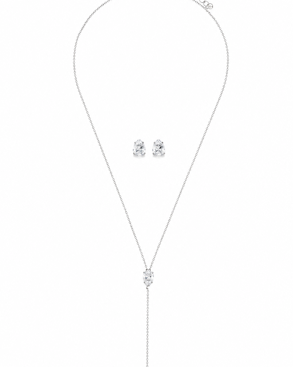 Kit Colar Terço e Brinco Cristal Prateado | Delicado e Elegante