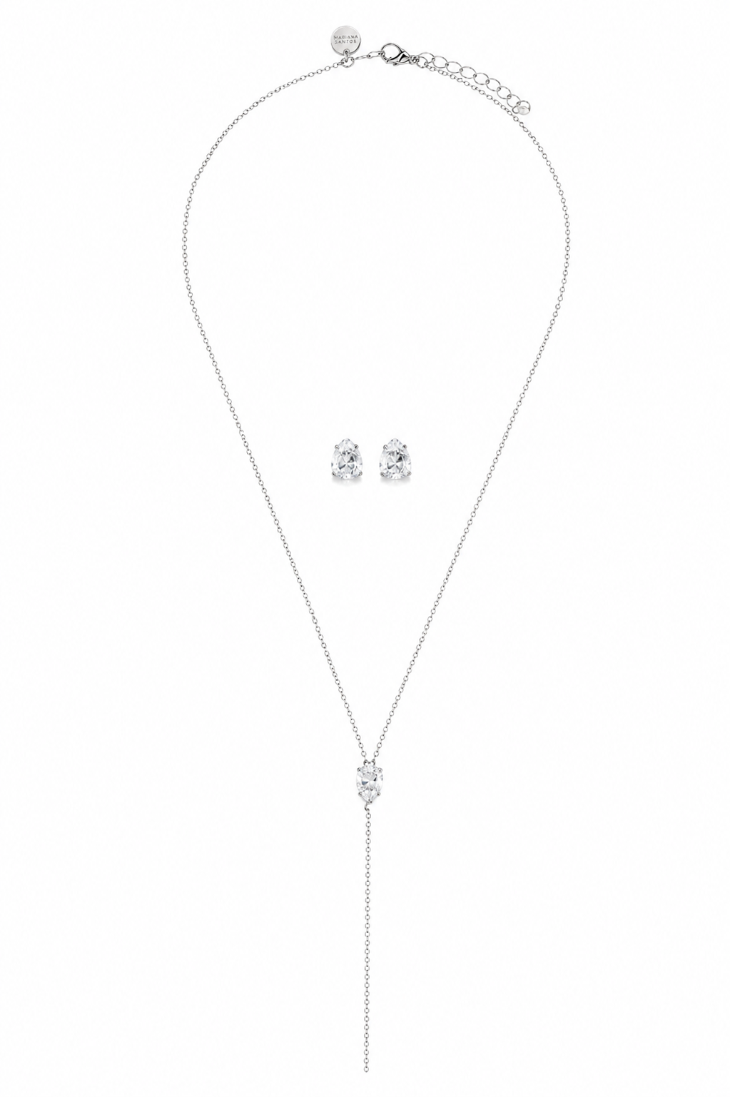 Kit Colar Terço e Brinco Cristal Prateado | Delicado e Elegante