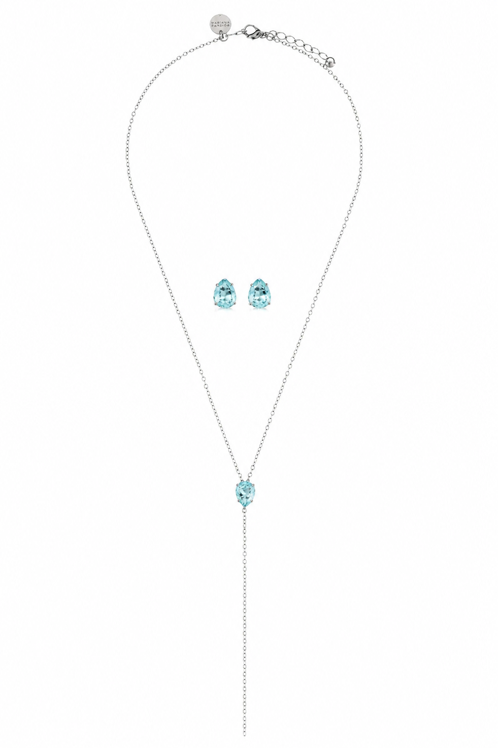 Kit Colar Terço Azul Claro Prateado | Delicado e Luminoso