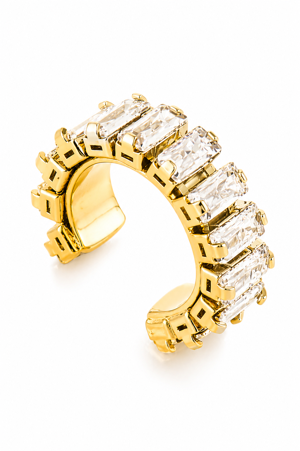 Ear Cuff Dourado com Zircônias e Encaixe Sem Furo