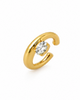 Ear Cuff Dourado com Strass Central e Encaixe Sem Furo