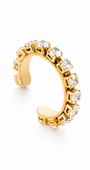 Ear Cuff Dourado com Zircônias Redondas e Encaixe Sem Furo