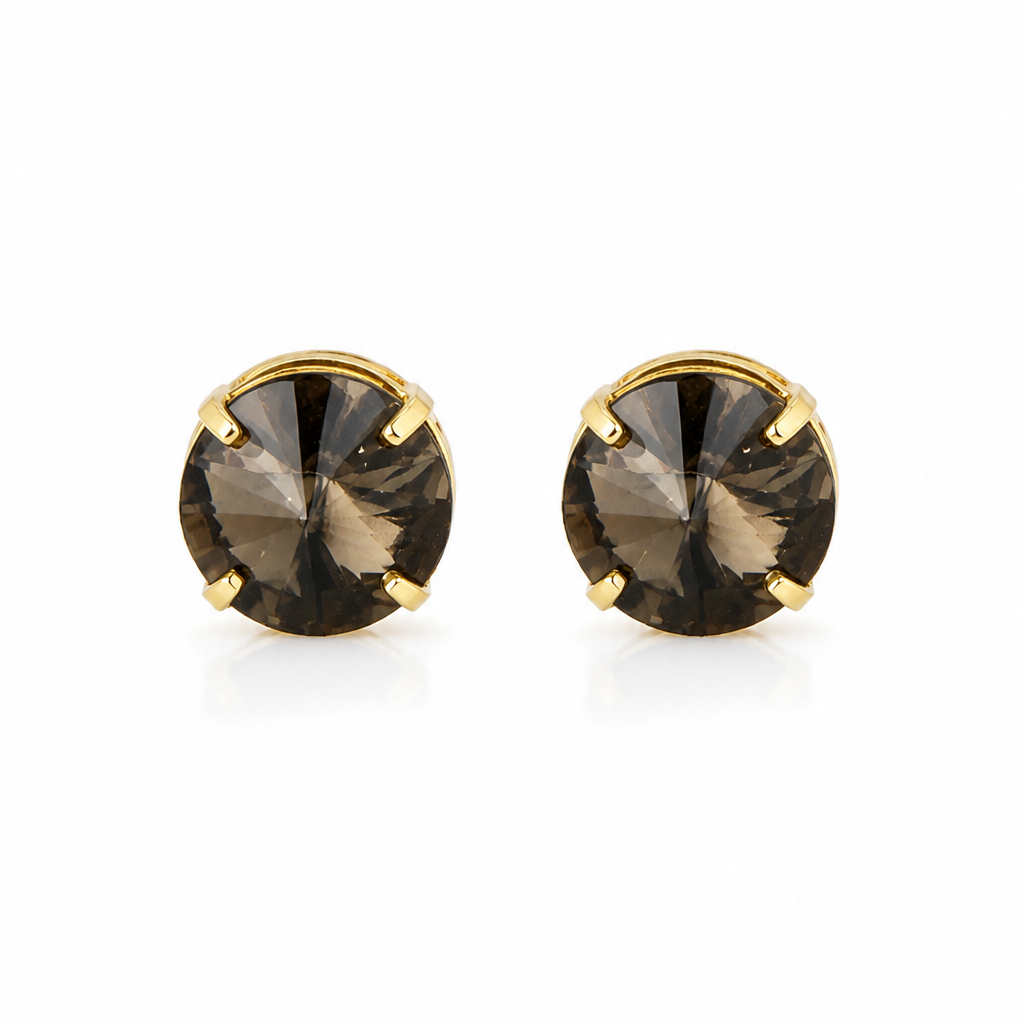 Brinco Pequeno Dourado com Cristal Black Diamond Lapidado – Limited