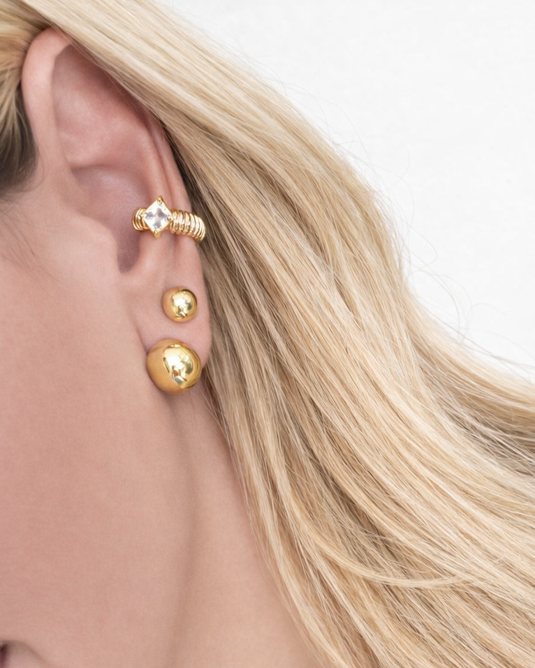 EAR CUFF ZIRCÔNIA DOURADO