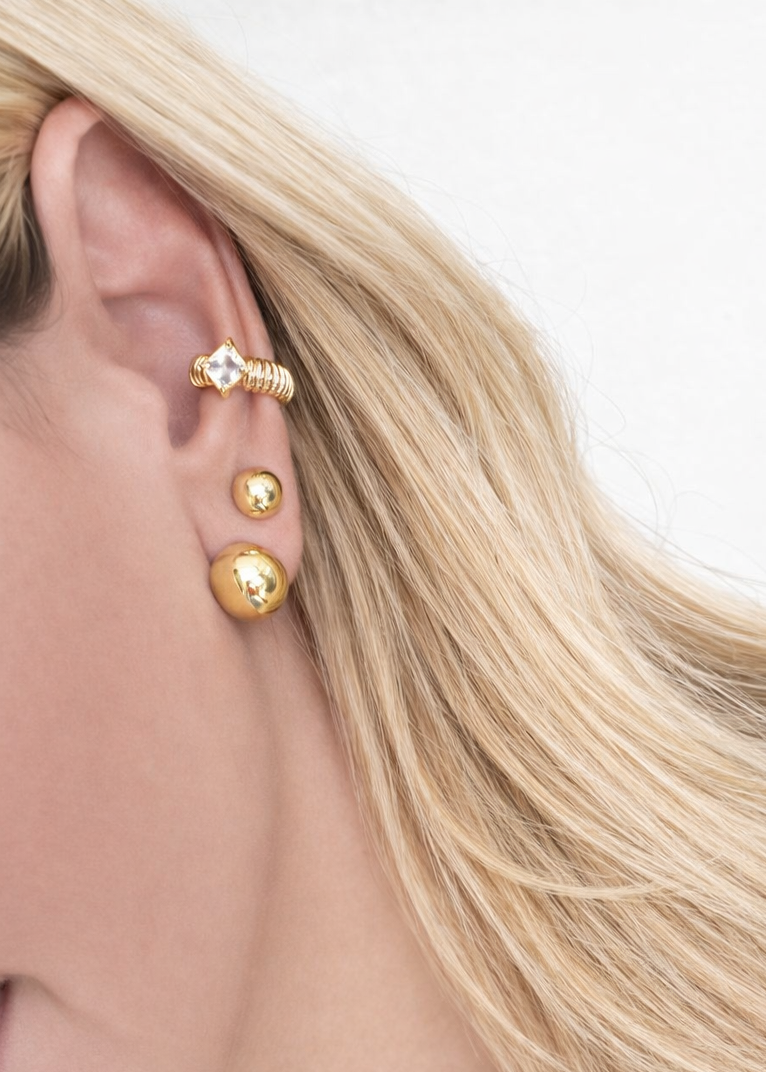 EAR CUFF ZIRCÔNIA DOURADO
