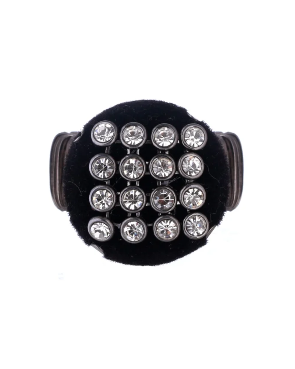 ANEL VELVET COM STRASS PRATEADO