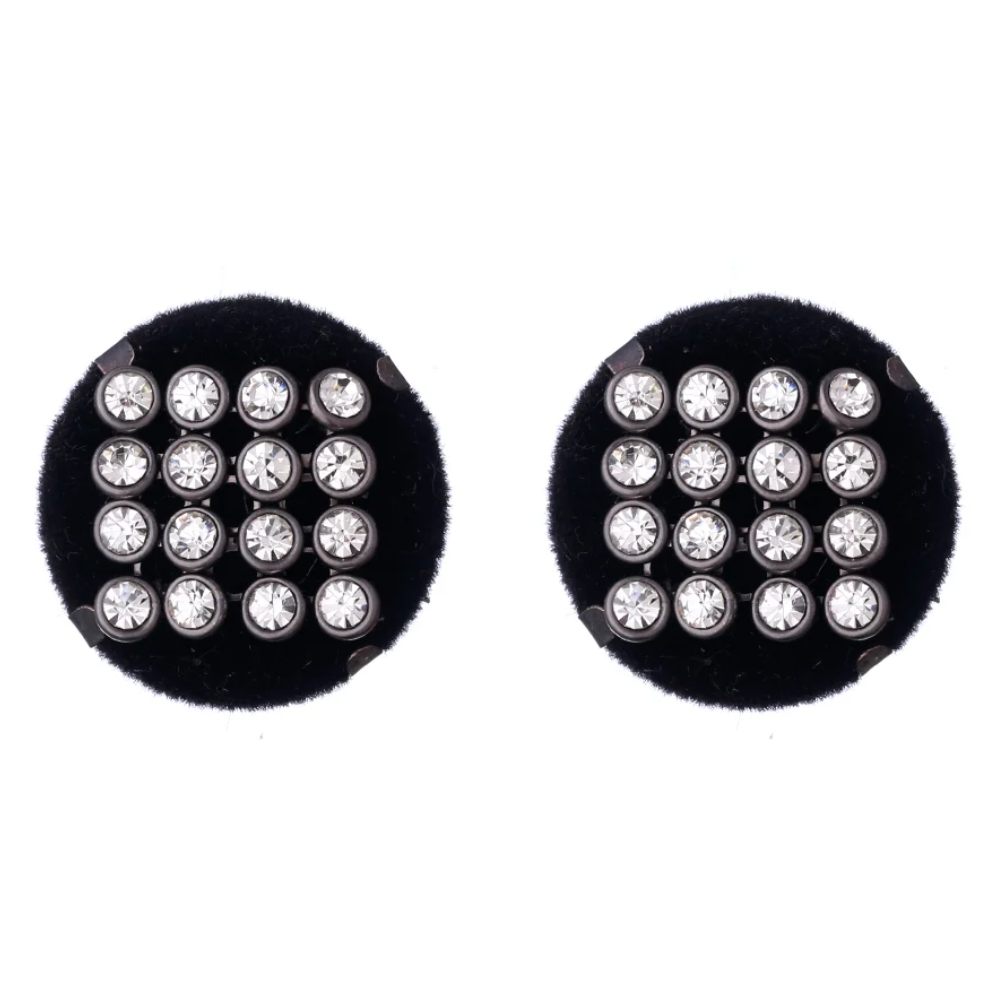 Brinco Redondo Velvet com Strass Grafite