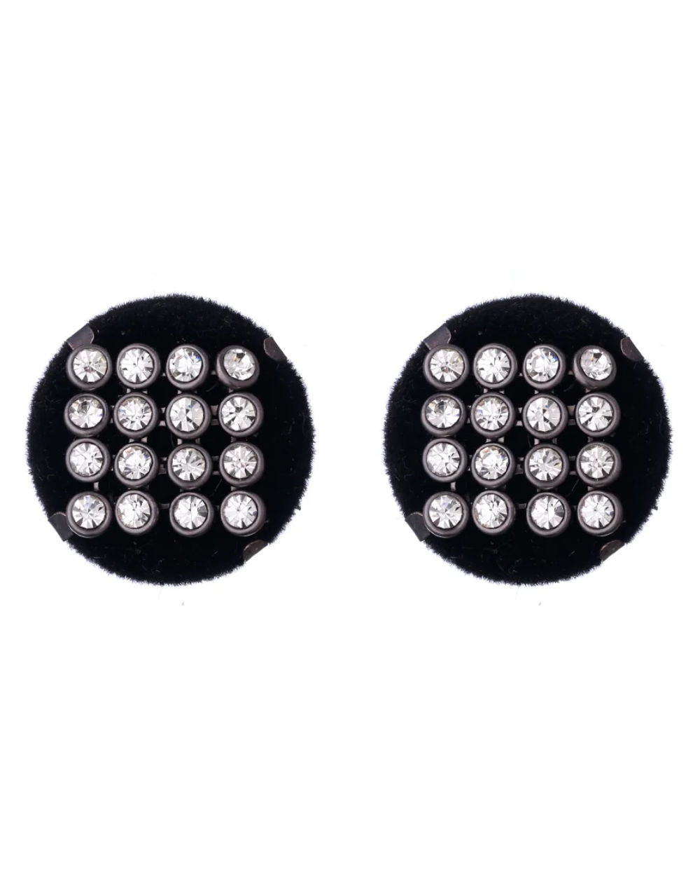 Brinco Redondo Velvet com Strass Grafite