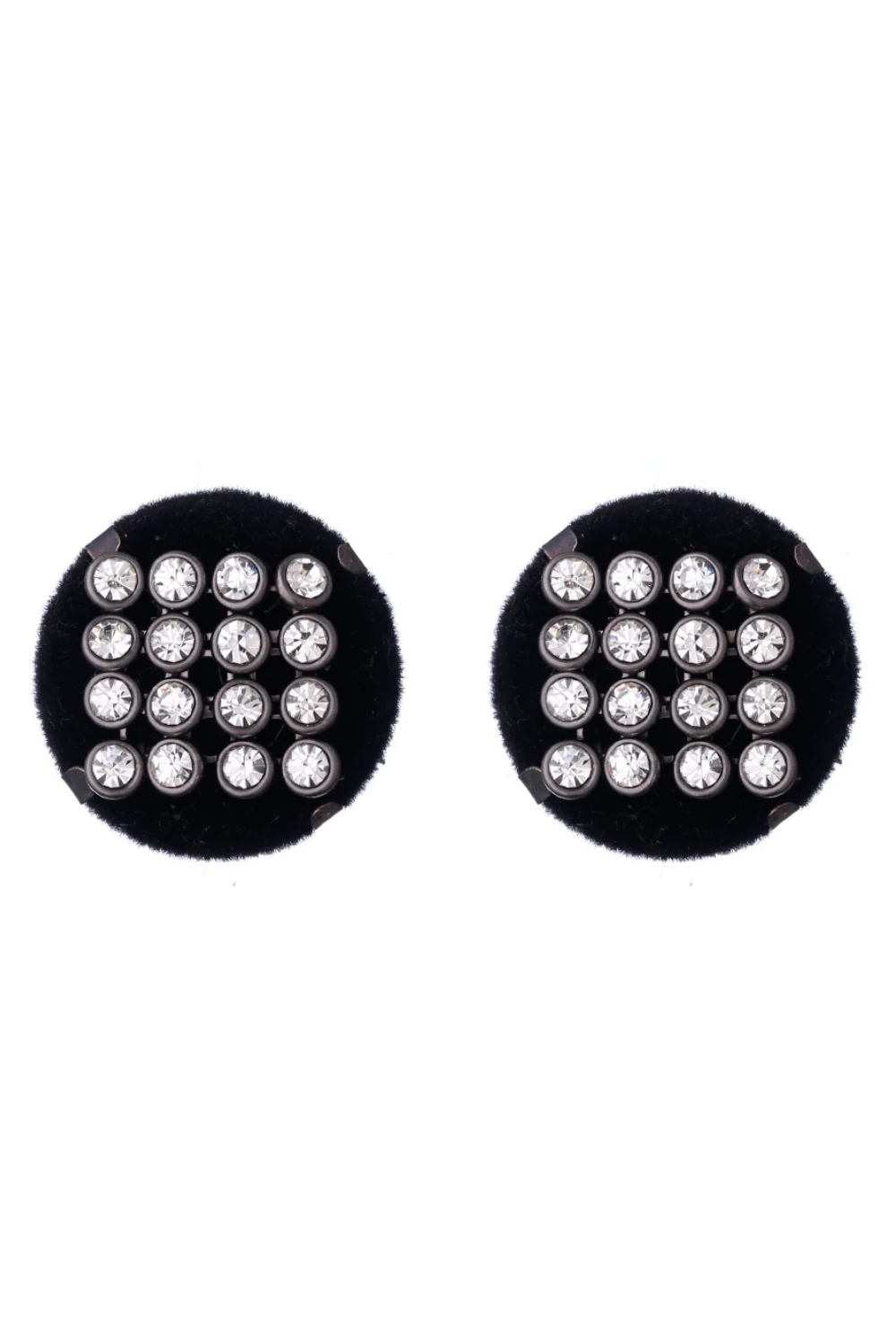 Brinco Redondo Velvet com Strass Grafite