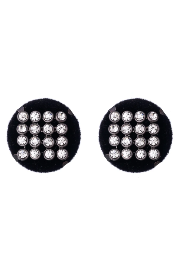 BRINCO REDONDO VELVET COM STRASS PRATEADO