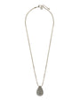 Colar Longo Prateado com Pingente Gota Cravejada em Strass