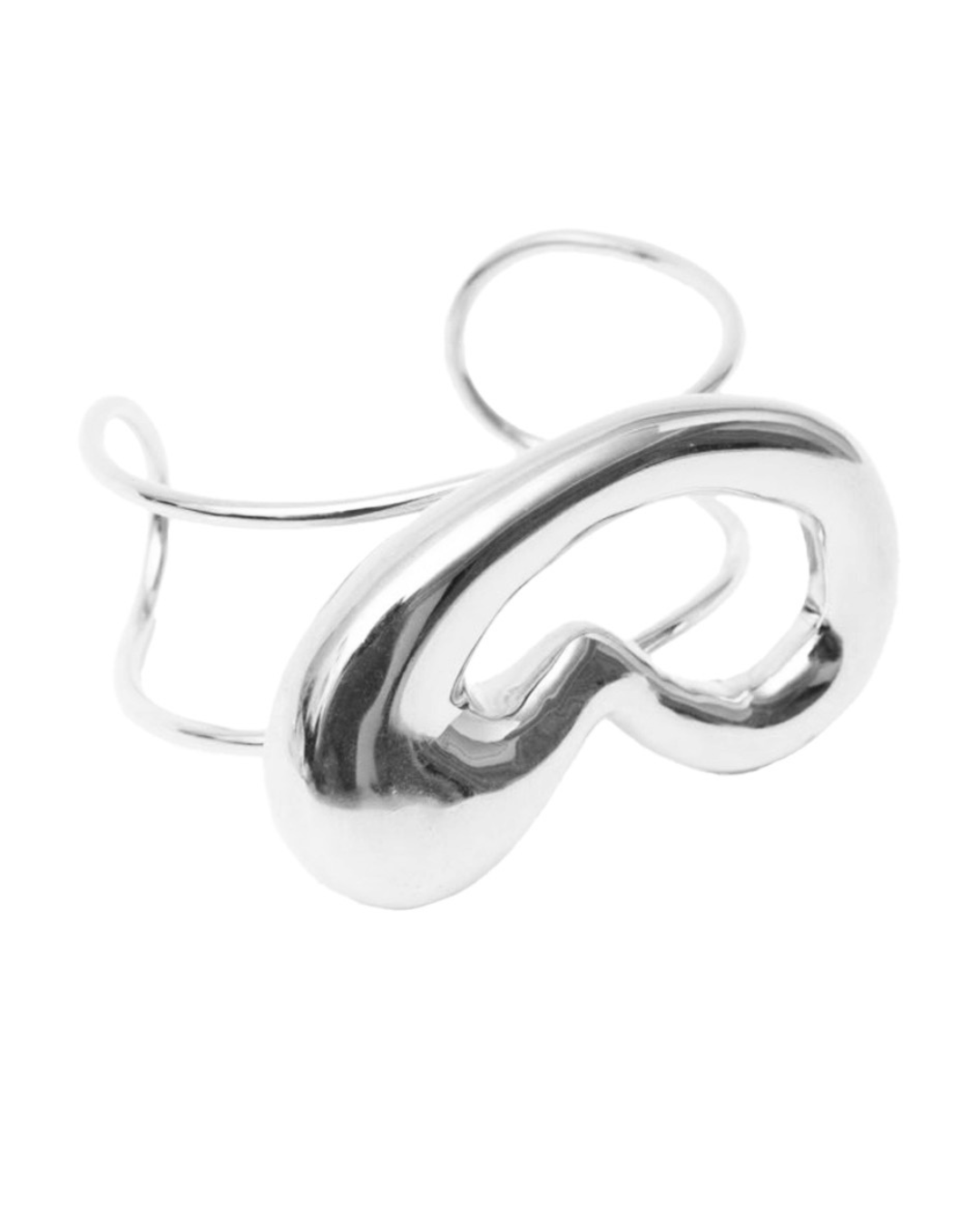 Bracelete Orgânico Prateado Rígido com Design Autoral