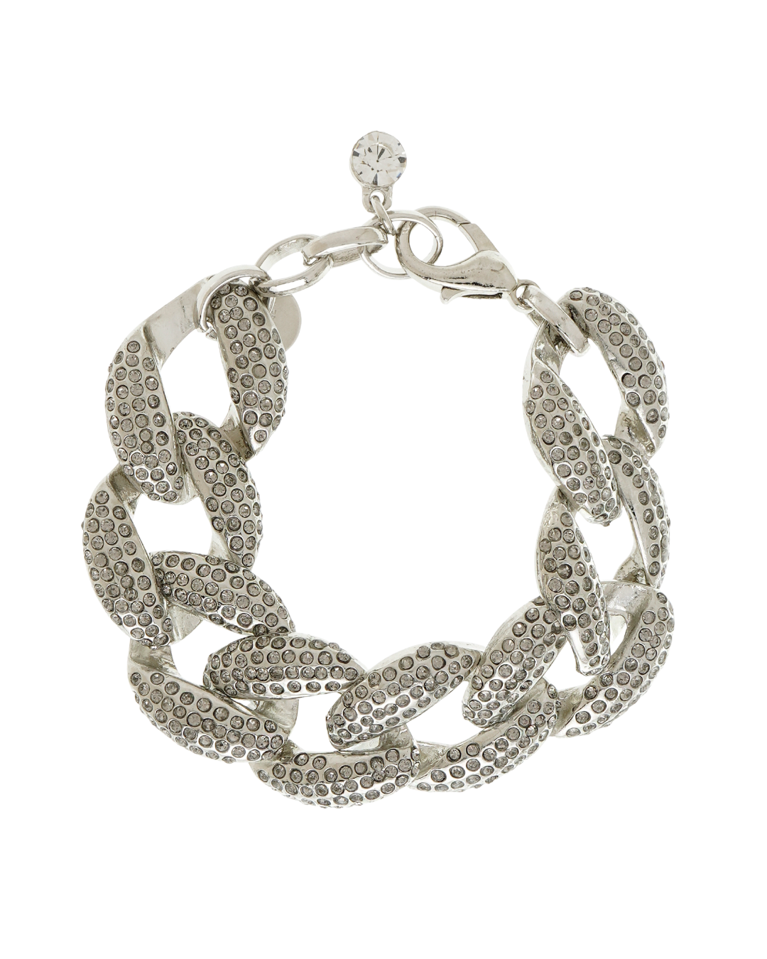 Pulseira Elos Prateada com Cristais