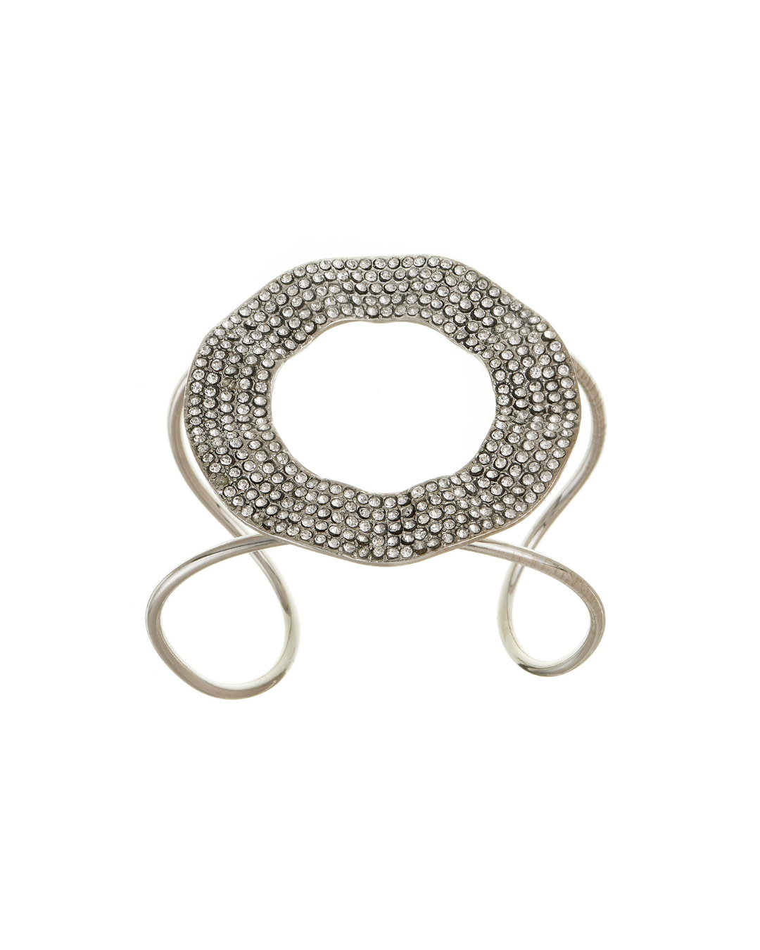 Bracelete Prateado Cravejado com Cristais e Brilho Intenso