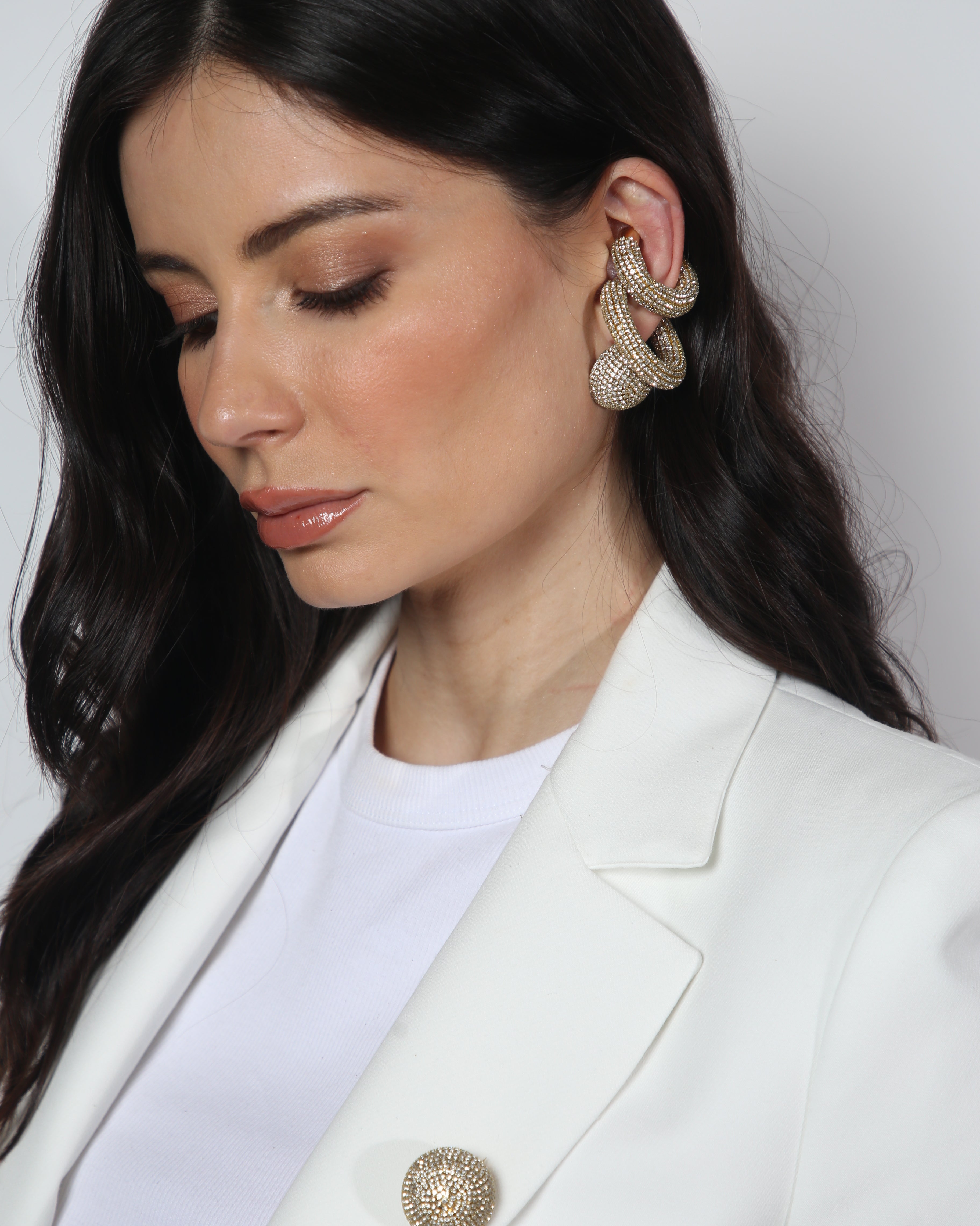 Broche Shine Dourado Cravejado em Strass