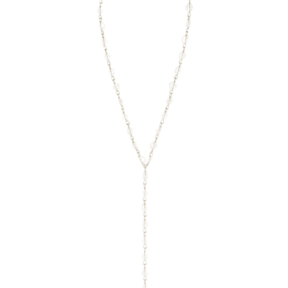 Colar Terço Cristal Prateado | Leve, Elegante e Atemporal