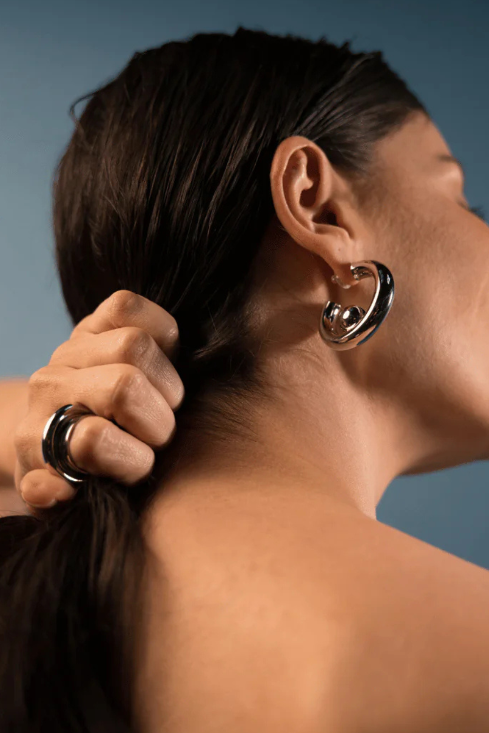 Kit Brinco Prateado Design Moderno | Argola + Ear Cuff