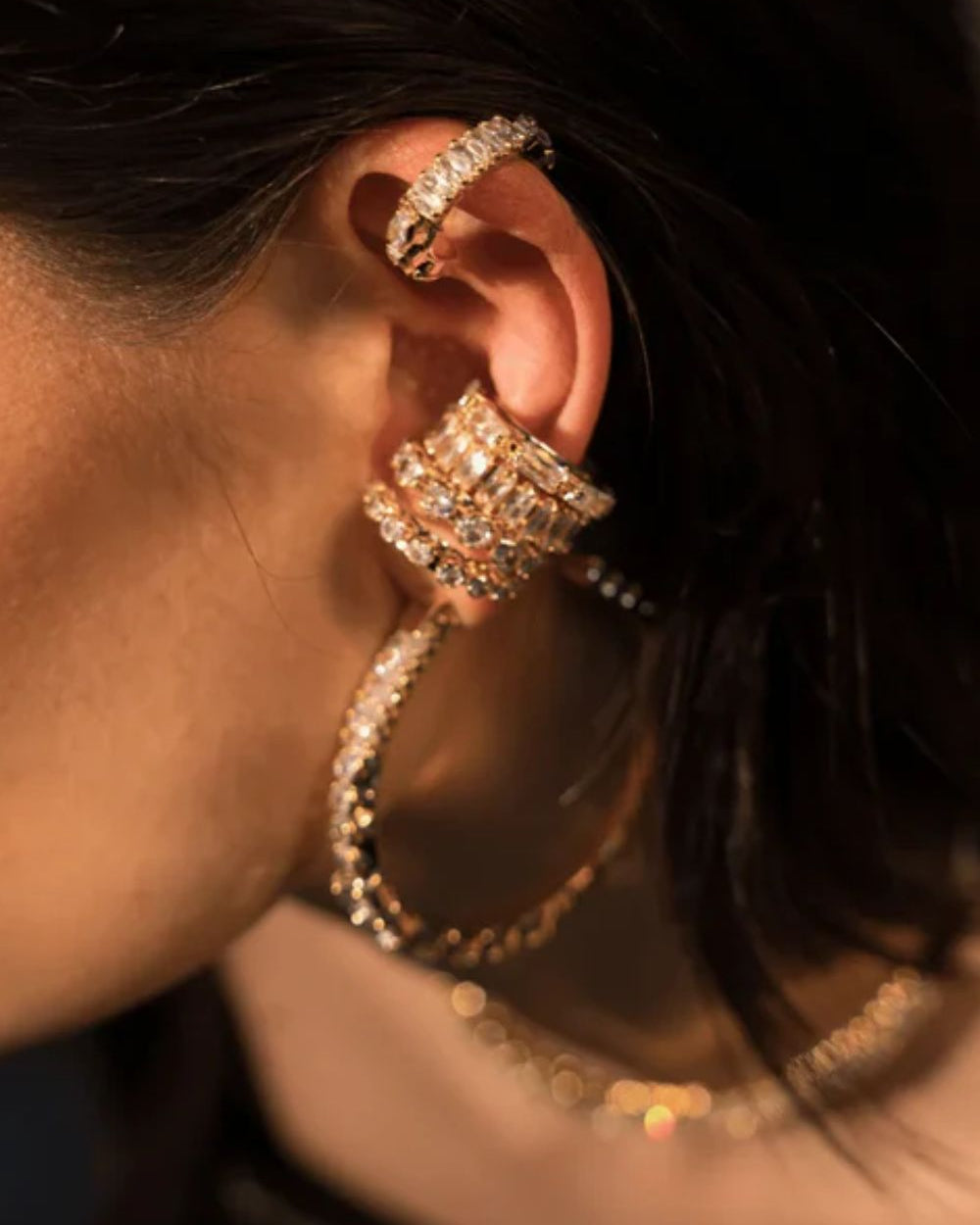 EAR CUFF ZIRCONIA P DOURADO